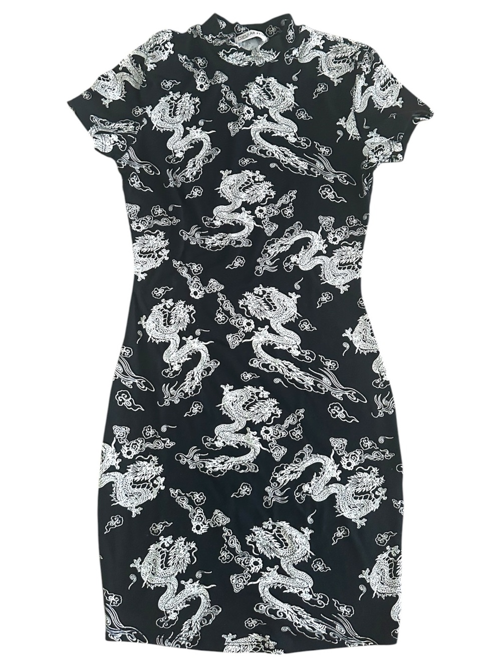 Popular 21 Black and White Dragon Print Bodycon Dress (M)